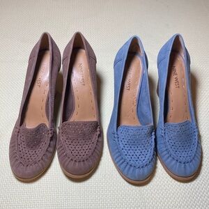 $10 for both pairs of Nine West suede 3 1/2 " heel shoes